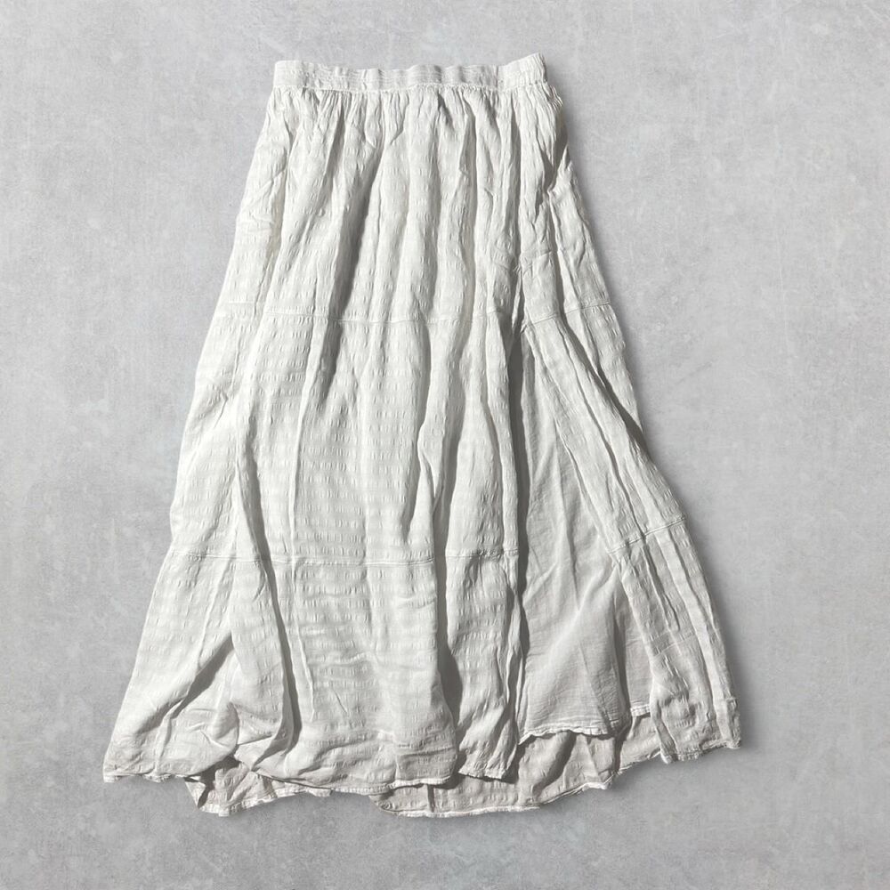 Bershka Women's Small White Tiered Maxi Skirt with Side Slit
